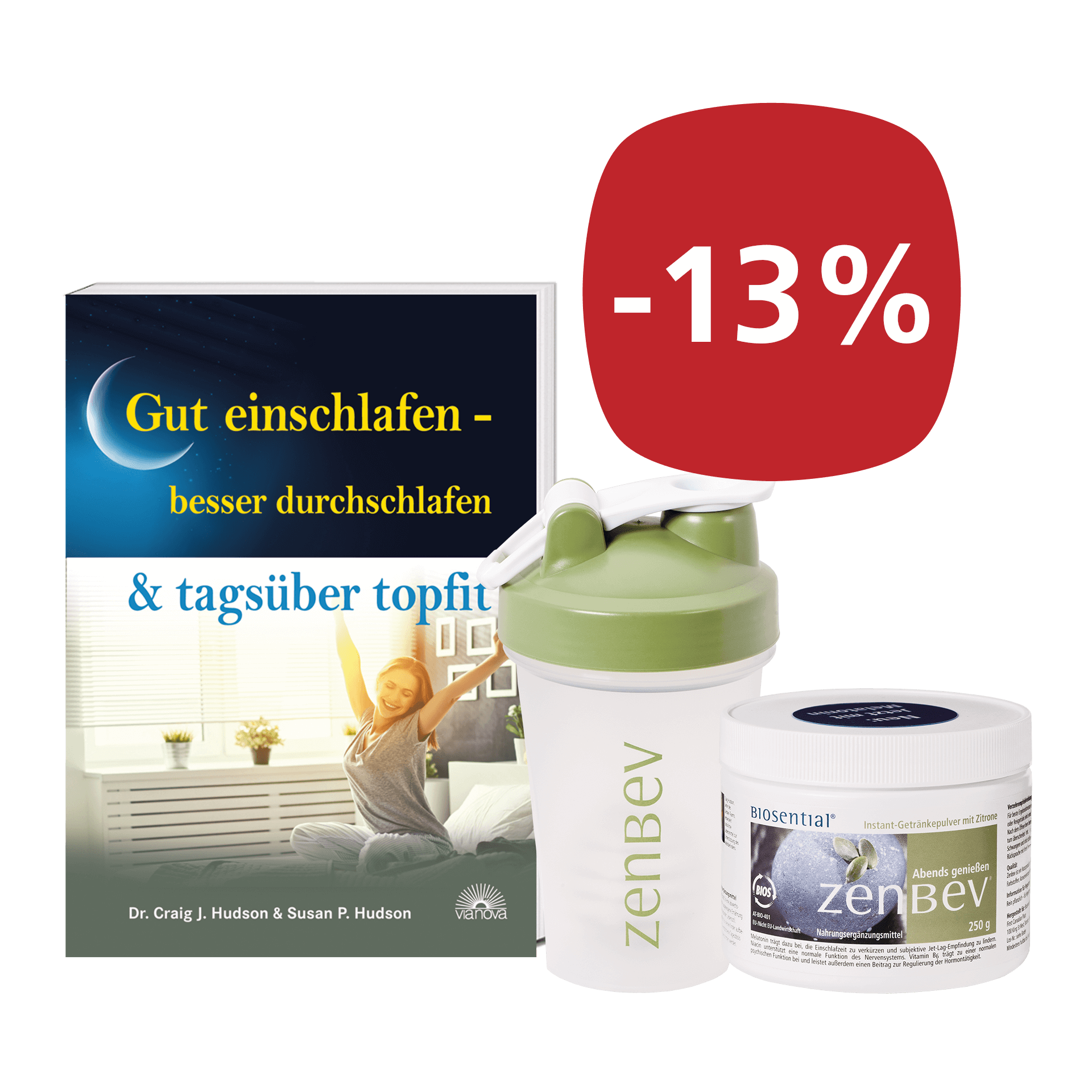 Zenbev Zitrone, 250 g + GRATIS Buch: Gut einschlafen - besser durchschlafen, 116 Seiten + GRATIS Shaker